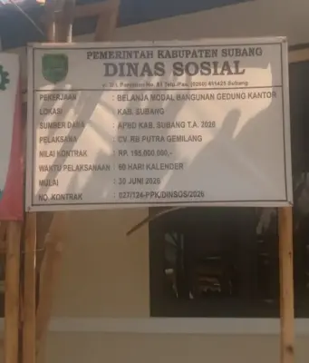 Rehabilitasi Kantor Dinas Sosial Subang Senilai Rp195 Juta Selesai, Layanan ke Masyarakat Kian Maksimal
